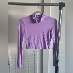 Lilac cowl neck long Sleeve Crop Top